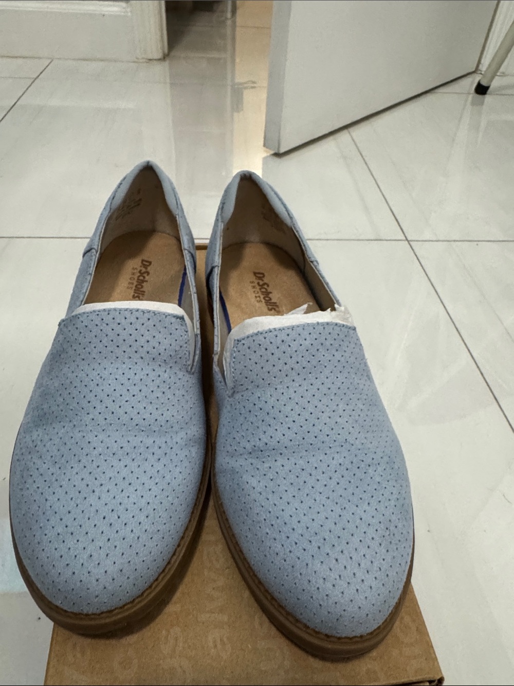 Dr. Scholl's Light Blue Perforated Slip-On Loafers